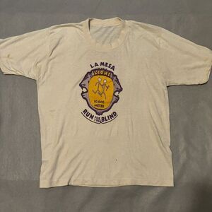 Vintage Run For The‎ Blind Men's 80s 10k Meter Running T-Shirt Large
